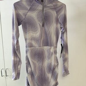 Purple Patterned Women's Swim Coverup
